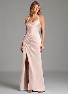 Azazie Serenity Bridesmaid Dresses Blushing Pink Mermaid Sweetheart Neckline Stretch Satin Dress image4