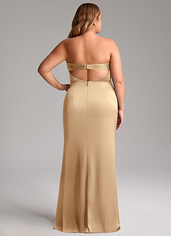 Azazie Leonis Bridesmaid Dresses Champagne Mermaid Pleated Stretch Satin Convertible Dress image10