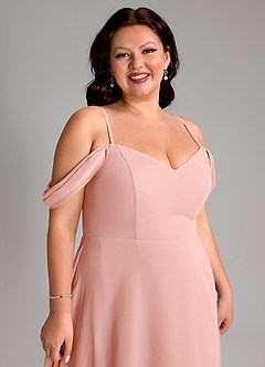 Azazie Marley Bridesmaid Dresses Rosette A-Line Off the Shoulder Chiffon Convertible Dress image16