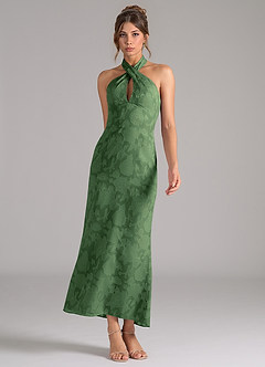 Azazie Marlissa Brautjungfernkleider Etui Plissee Blumen-Burnout Kleid Eukalyptus image3