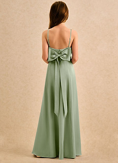 Azazie Chamomile Girls Formal Sukienki dla dziewczynek sypiących kwiaty Linia A Pofałdowany Satyna elastyczna Długość podłogi Sukienka image5