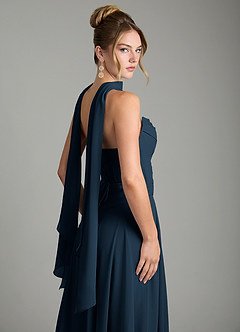 Azazie Gabriela Vestidos de madrinha de casamento Vestido Azul Marinho de Chiffon de Linha A com Corpete image12