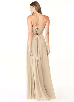 Azazie Aaida Bridesmaid Dresses Champagne A-Line Corset Chiffon Dress image2