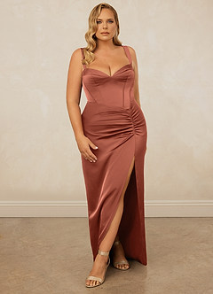 Christian Siriano Bridal for Azazie 1017 Bridesmaid Dresses Clay Sheath Sweetheart Neckline Stretch Satin Dress image9
