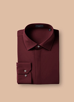 front Noah Burgund Performance Stretch Dress Shirt