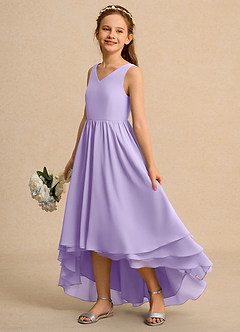 Azazie Kitten Junior Formal Flower Girl Dresses Lilac A-Line Chiffon Dress image1