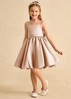 Azazie Davine Flower Girl Dresses English Rose A-Line Spaghetti Strap Matte Satin Dress image5