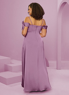 Barbie ♥ Azazie Bridesmaid Dresses Wisteria A-Line Off the Shoulder Stretch Satin Dress image9