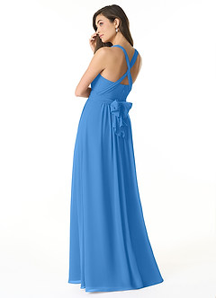 Azazie Olani Bridesmaid Dresses Blue Jay A-Line Off the Shoulder Chiffon Convertible Dress image3