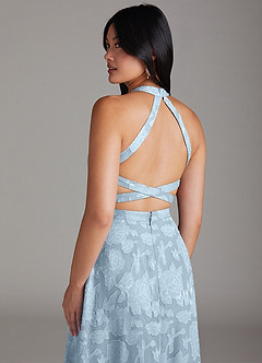 Azazie Clarice Brautjungfernkleider A-Linie Seitliche Cut-Outs Blumen-Burnout Kleid Himmelblau image6