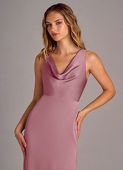 Azazie Wrenlee Bridesmaid Dresses Vintage Mauve A-Line Stretch Satin Dress image2
