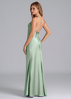 Azazie Seema Bridesmaid Dresses Agave Mermaid Corset Stretch Satin Dress image6