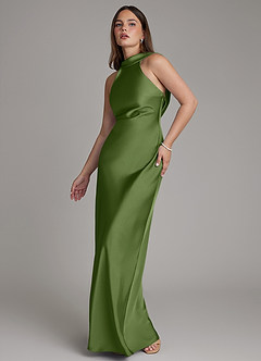 Azazie Dimitra Bridesmaid Dresses Juniper A-Line Pleated Stretch Satin Dress image4
