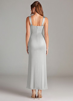 Azazie Denice Brautjungfernkleider Etui Plissee Stretch-Satin Kleid Silber image2