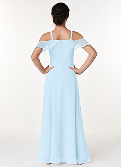 Azazie Dakota Junior Sky Blue A-Line Off the Shoulder Chiffon Dress image2
