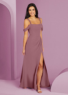 Barbie ♥ Azazie Final Sale Vintage Mauve A-Line Off the Shoulder Chiffon Dress image3