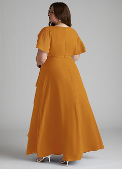 Azazie Aaliyah Modest Bridesmaid Dresses A-Line Scoop Pleated Chiffon Floor-Length Dress image9