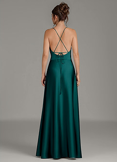 Azazie Eris Bridesmaid Dresses Peacock A-Line Pleated Stretch Satin Dress image6