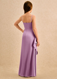 Azazie Cannoli Girls Formal Blumenmädchenkleider A-Linie Plissee Stretch-Satin Kleid Blauregen image2