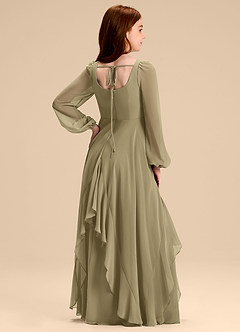 Azazie Clara Junior Robe Trapèze en Mousseline de soie Blouson Vert Mousse image8