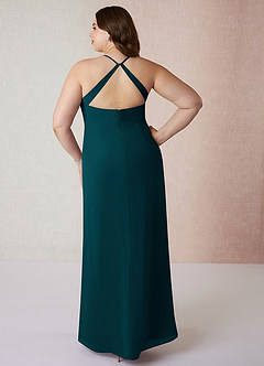 Azazie Manila Bridesmaid Dresses Pine Sheath V-Neck Chiffon Dress image8
