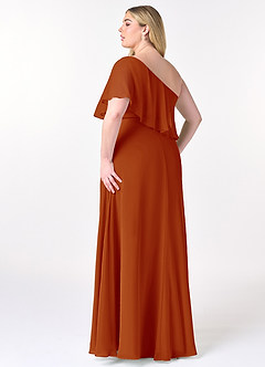Azazie Lizzy Final Sale Paprika A-Line One Shoulder Chiffon Dress image11