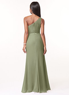 Azazie Liza Bridesmaid Dresses Pistachio Mermaid One Shoulder Chiffon Dress image2