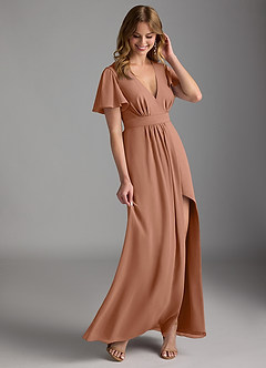 Azazie Zaniah Bridesmaid Dresses Bronzer A-Line Chiffon Dress image6
