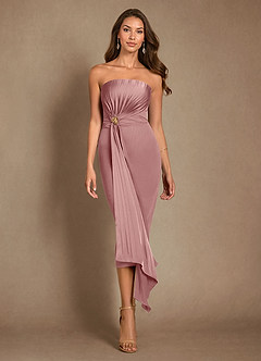 Azazie Dinanta Mother of the Bride Dresses Dusty Rose Column Pleated Chiffon Dress image2