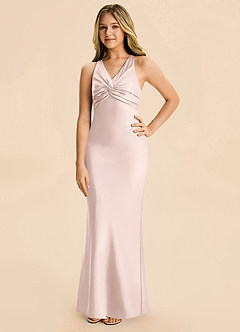 Azazie Hati Junior Blushing Pink Mermaid Stretch Satin Dress image5