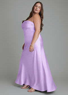 Azazie Saylor Vestidos de damas de honor Vestido Lila de Satén Elástico de Corte Sirena con Palabra de honor image13