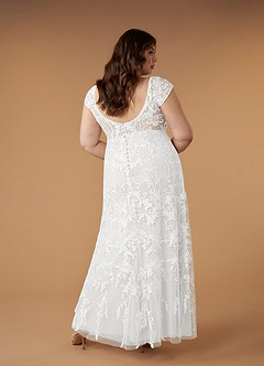 Azazie Devonna Wedding Dresses Diamond White Sheath V-Neck Sequins Lace Dress image9
