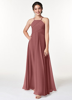 Azazie Ginger Junior Amethyst A-Line Pleated Chiffon Dress image4