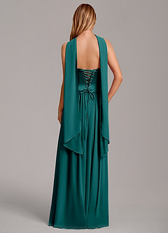 Azazie Cadence Bridesmaid Dresses Peacock A-Line Corset Stretch Satin Convertible Dress image4