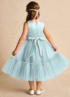 Azazie Miracle Flower Girl Dresses Mist A-Line Bow Matte Satin Dress image2