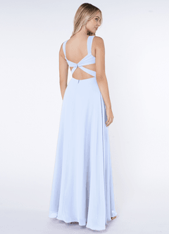 Azazie Nahrin Bridesmaid Dresses Ice A-Line V-Neck Pleated Chiffon Dress image4