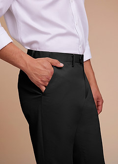 front Carter Black Cotton Linen Blend Dress Pants
