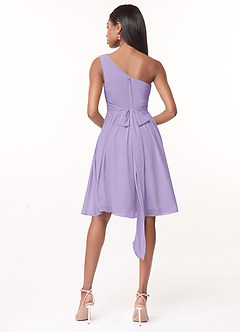 Azazie Katrina Bridesmaid Dresses Lilac A-Line One Shoulder Chiffon Dress image2