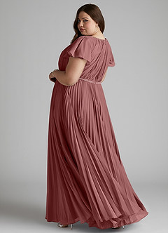 Azazie Kara Modest Bridesmaid Dresses A-Line Pleated Chiffon Floor-Length Dress image10