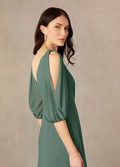 Azazie Bronwyn Kleider für die Brautmutter A-Linie V-Hals Gerüscht Chiffon Kleid Seemoos image5