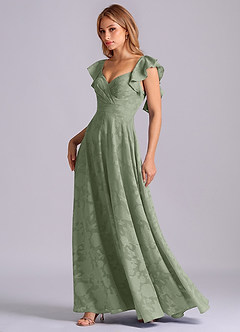 Azazie Leilani Robes de demoiselle d'honneur Robe Trapèze en Blumen-Burnout Encolure en Forme de Cœur Agave image4