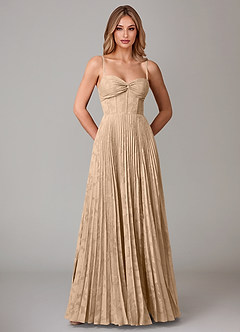 Azazie Akiko Bridesmaid Dresses Champagne A-Line Sweetheart Neckline Floral Burnout Dress image5