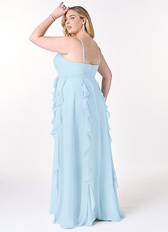 Azazie Peyton Bridesmaid Dresses Sky Blue A-Line Ruched Chiffon Dress image10