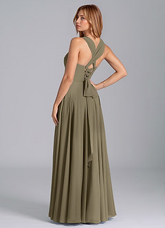 Azazie Darana Brautjungfernkleider A-Linie Korsett Chiffon Kleid Weidengrün image6