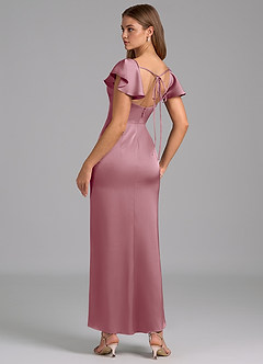 Azazie Demia Robes de demoiselle d'honneur Robe Fourreau en Satin extensible Encolure en Forme de Cœur Mauve Vintage image2