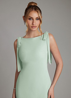 Azazie Luddie Vestidos de damas de honor Vestido de Agave de Gasa de Corte Sirena con Lazo image3