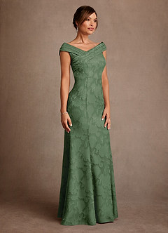 Azazie Aberdeen Klänningar till brudens mor Klä Tubklänning i Blommig Utbrändhet Plisserad Eukalyptus image3