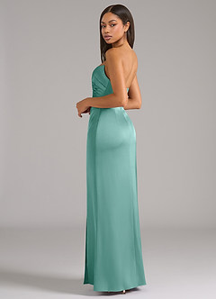 Azazie Marla Bridesmaid Dresses Aqua Sheath Strapless Stretch Satin Convertible Dress image5