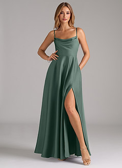 Azazie Elle Brautjungfernkleider A-Linie Plissee Stretch-Satin Kleid Seemoos image3