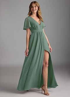 Azazie Zaniah Bridesmaid Dresses Eucalyptus A-Line Chiffon Dress image3